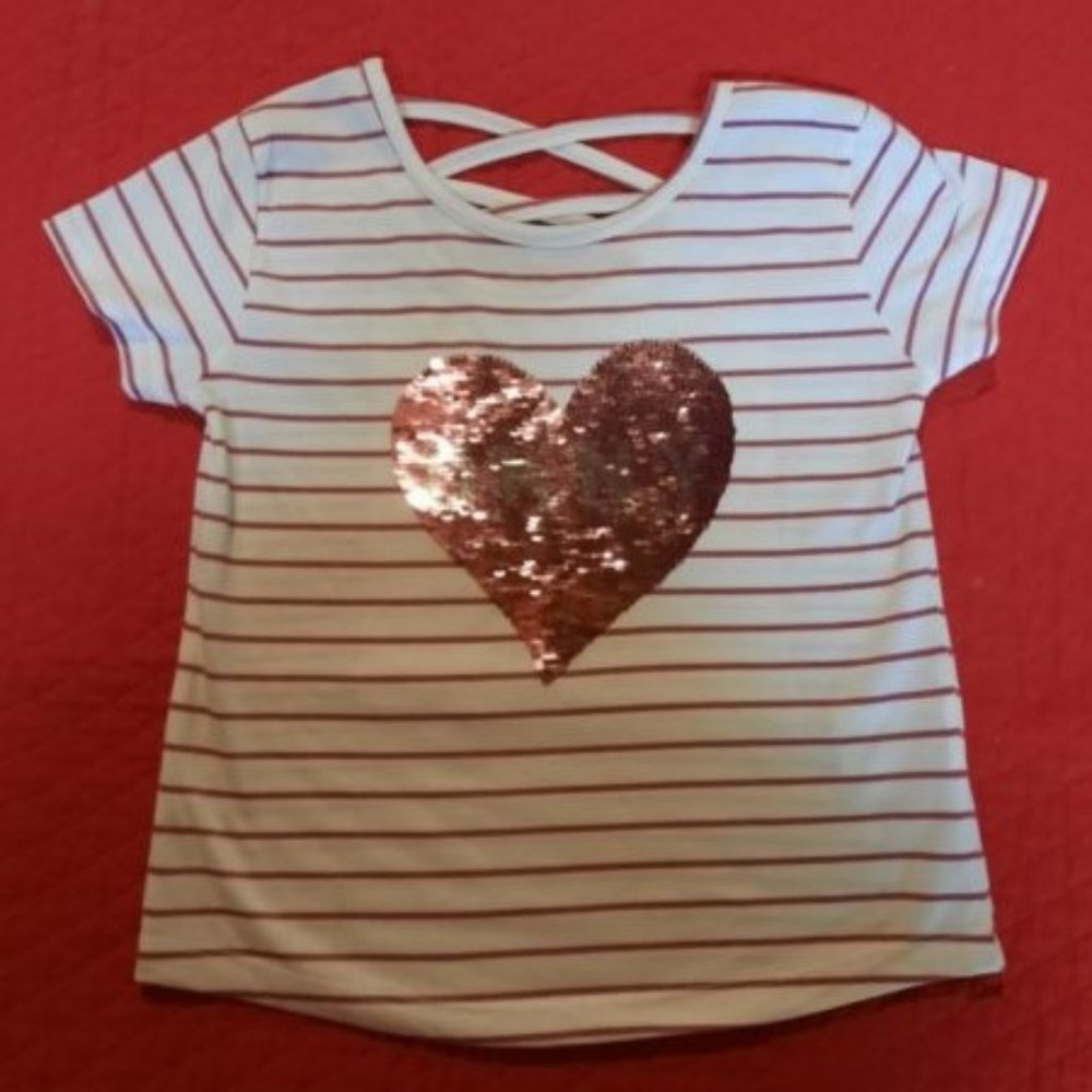 .Mermaid Sequin Heart Changes "DKNY" shirt (Size 5)